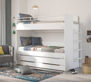 Patrová postel s úložným prostorem a žebříkem pure - bílá