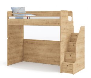 Vyvýšená postel se schůdky cody modular - dub světlý