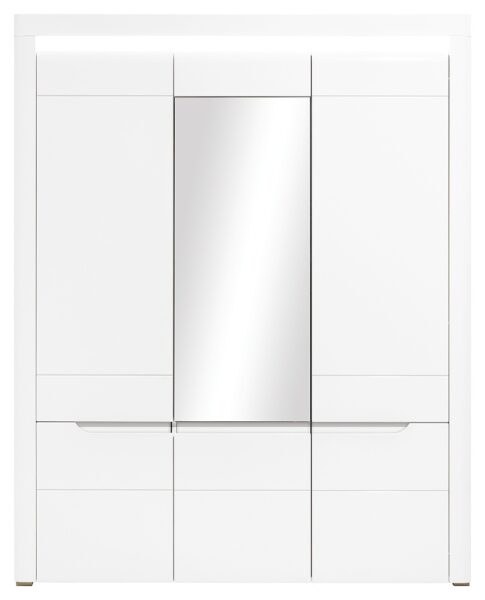Třídveřová šatní skříň irma se zrcadlem - bílá