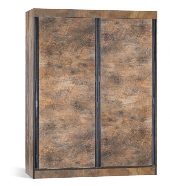 Šatní skříň s posuvnými dveřmi falko - dub rebap/bronz