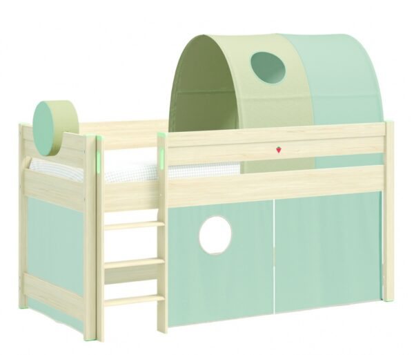 Vyvýšená postel s doplňky fairy - dub světlý/zelená