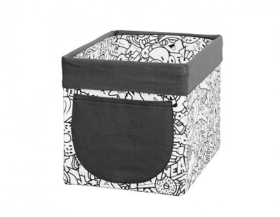 Úložný textilní box komiks - černá / bílá