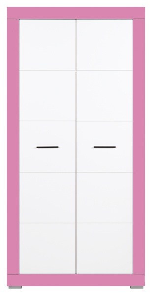 Dětská šatní skříň twin - bílá/růžová