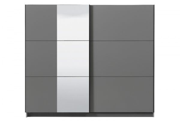 Šatní skříň s posuvnými dveřmi a zrcadlem catalina 240 - šedá