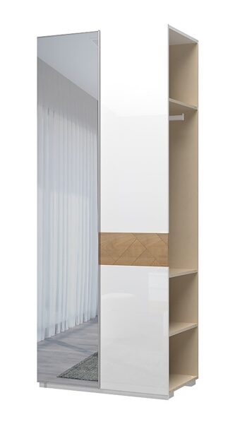 Dodatečná dvoudveřová šatní skříň se zrcadlem salinger - ořech/bílá