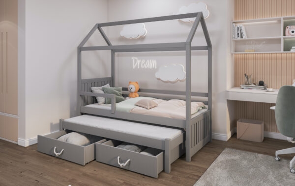 Moderní dětská postel ve tvaru domečku Jana