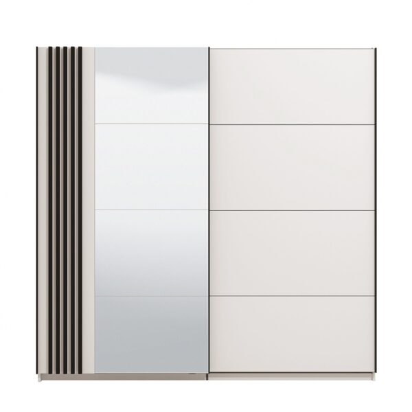 Dvoudveřová posuvná skříň se zrcadlem 220 donna-bílá/černá - s led