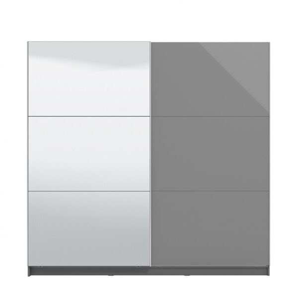 Dvoudveřová posuvná skříň se zrcadlem 220 tropea-šedá - s led