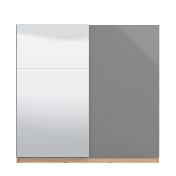 Dvoudveřová posuvná skříň se zrcadlem 220 tropea-šedá/dub artisan - s