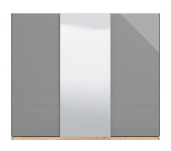Třídveřová posuvná skříň se zrcadlem 270 tropea-šedá/dub artisan - s