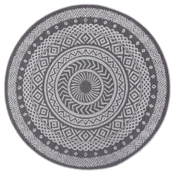 Kusový koberec Flatweave 104857 Grei/SIlver-120x120 (průměr) kruh