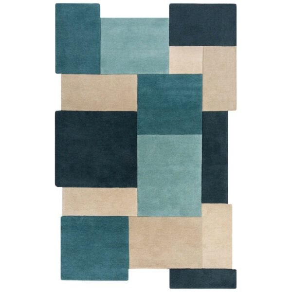 Ručně všívaný kusový koberec Abstract Collage Teal-150x240