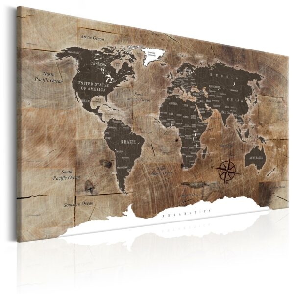 Obraz - World Map: Wooden Mosaic