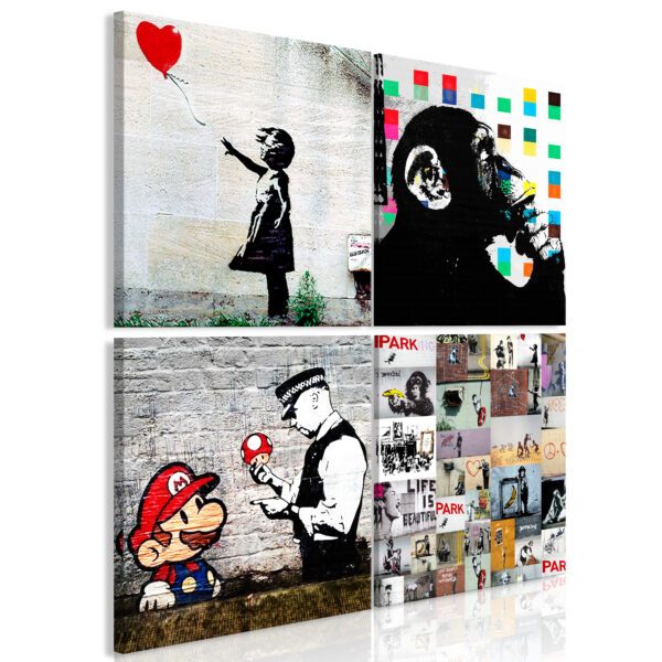 Obraz - Banksy Collage (4 Parts)