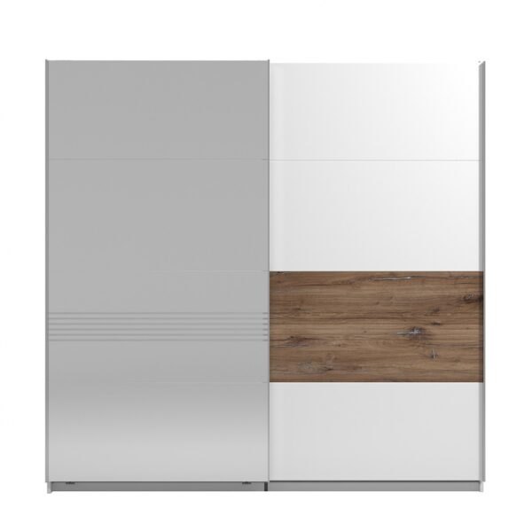 Dvoudveřová posuvná skříň se zrcadlem 220 lilo-bílá/dub flagstaff - s