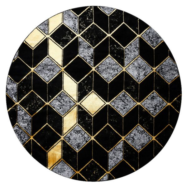 Kusový koberec Gloss 400B 86 3D geometric black/gold kruh-120x120 (průměr) kruh