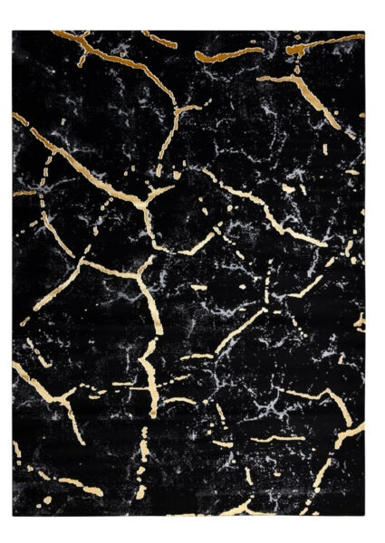 Kusový koberec Gloss 410A 86 3D mramor black/gold-280x370