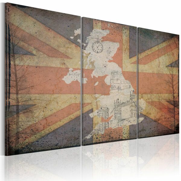 Obraz - Map of Great Britain - triptych