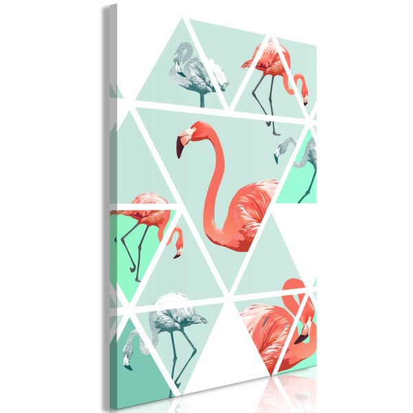 Obraz - Geometric Flamingos (1 Part) Vertical